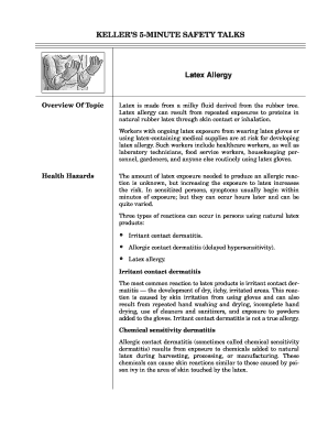 Latex Allergy Safety Training Form