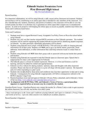 Edmodo Student Permission Form