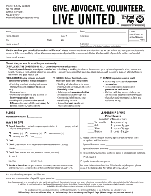 United Way Donation Pledge Form
