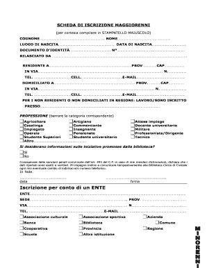 SCHEDA DI ISCRIZIONE MAGGIORENNI