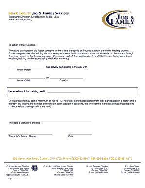 Foster Caregiver Therapy Participation Form