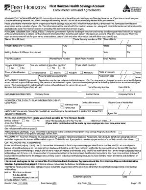 First Horizon Health Savings Account Enrollment Form