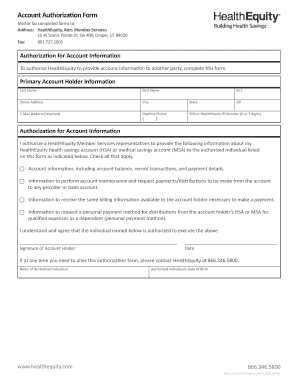 HealthEquity Account Authorization Form