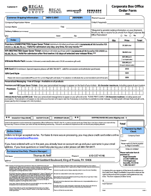 Corporate Box Office Order Form