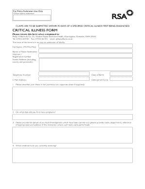 UK Critical Illness Claim Form