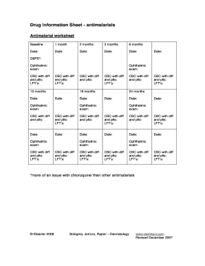 Antimalarial Drug Monitoring Form