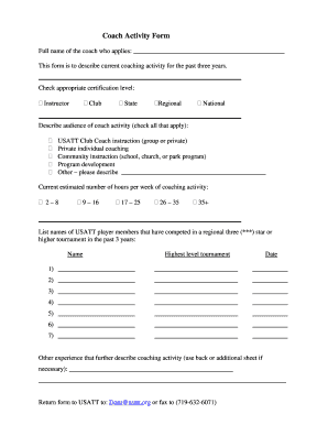 Coach Activity Form