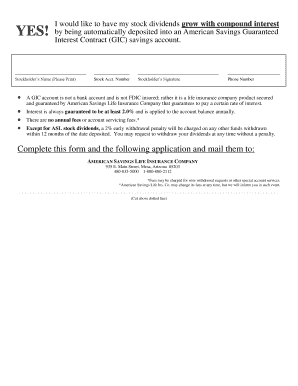 American Savings GIC Interest Contract Application