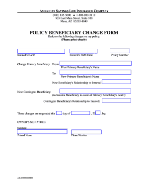 Policy Beneficiary Change Form