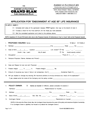 Endowment at Age 95 Life Insurance Application