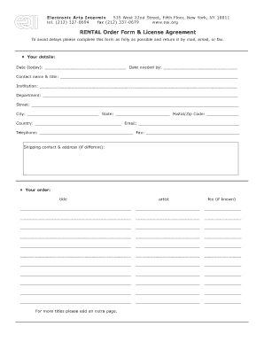 Electronic Arts Intermix Rental Order Form & License Agreement