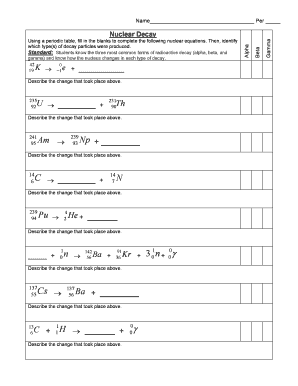 Nuclear Decay Worksheet