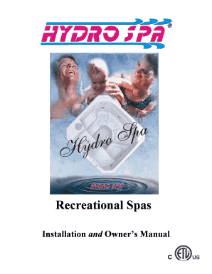 Hydro Spa Installation and Owner's Manual