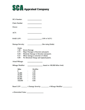 Vehicle Diminished Value Claim Form