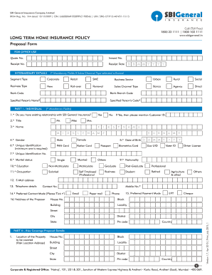 SBI Long Term Home Insurance Proposal Form