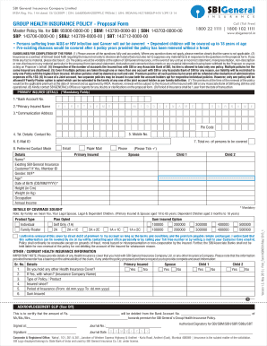 SBI Group Health Insurance Proposal Form