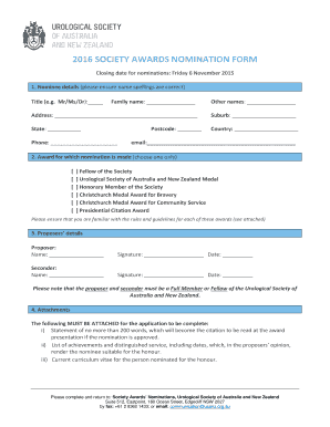 2016 SOCIETY AWARDS NOMINATION FORM - usanz org