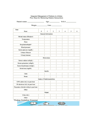 Diabetic Ketoacidosis Monitoring Flow Sheet