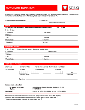 Honorary Donation Form