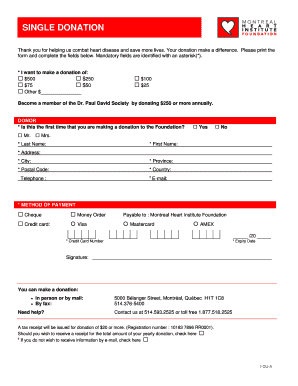 Montreal Heart Institute Donation Form