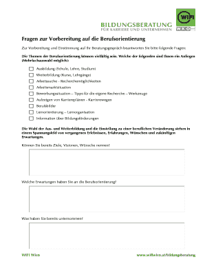 Fragen zur Vorbereitung auf die Berufsorientierung