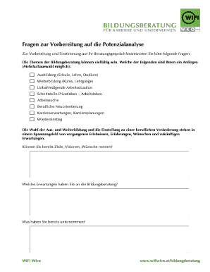 Fragen zur Vorbereitung auf die Potenzialanalyse