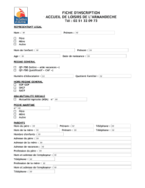 FICHE D'INSCRIPTION