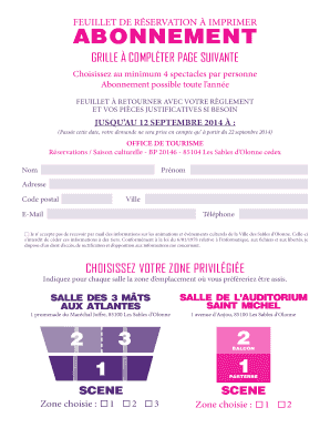 FEUILLET DE RÉSERVATION à imprimer