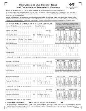 Blue Cross and Blue Shield of Texas Mail Order Form