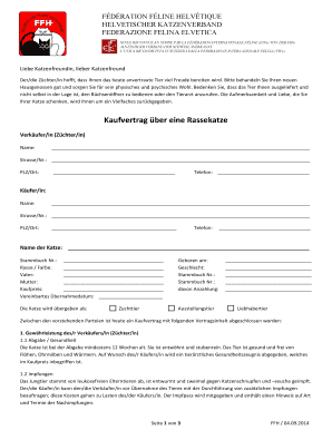 Kaufvertrag über eine Rassekatze