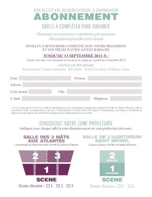 Feuillet de Réservation à imprimer