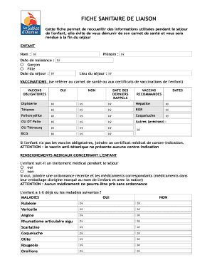 Fiche Sanitaire de Liaison