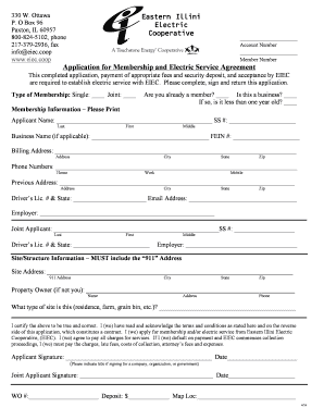 Application for Membership and Electric Service Agreement