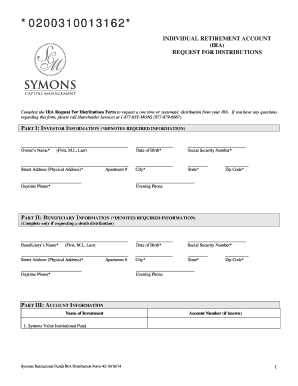 IRA Request For Distributions Form