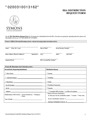 HSA Distribution Request Form