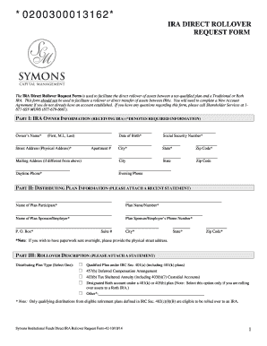 IRA Direct Rollover Request Form