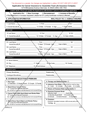 Application for Cancer Insurance