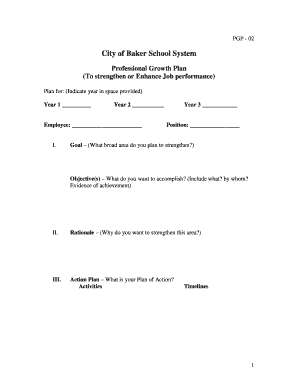 Professional Growth Plan Form