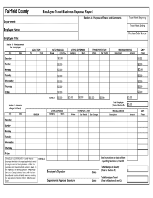 Employee expense report template - Fairfield County Employee TravelBusiness Expense Report - intranet co fairfield oh