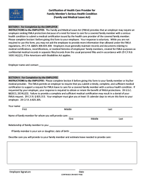 Certification of Health Care Provider for Family Member's Serious Health Condition