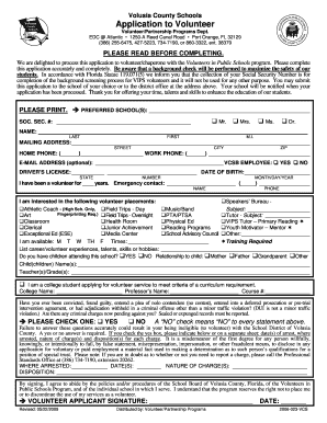 Volusia County Schools Volunteer Application