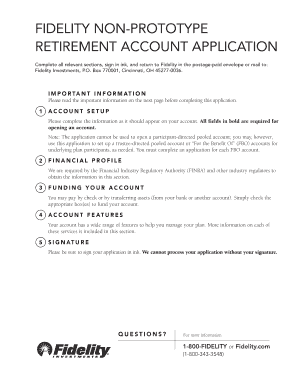 Fidelity Non-Prototype Retirement Account Application