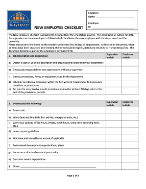 New Employee Checklist