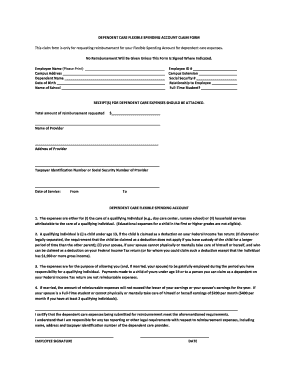 Dependent Care Flexible Spending Account Claim Form