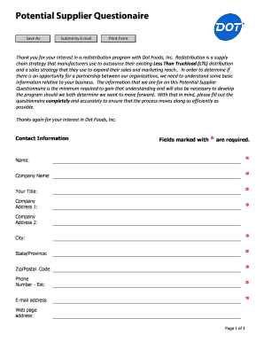 Potential Supplier Questionnaire