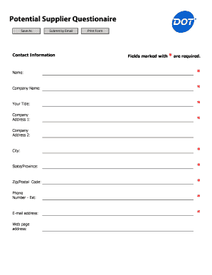 Potential Supplier Questionnaire