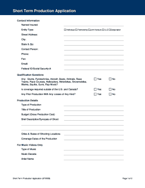 Short Term Production Application