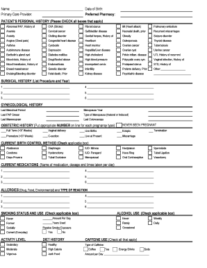 Patient Medical History Form