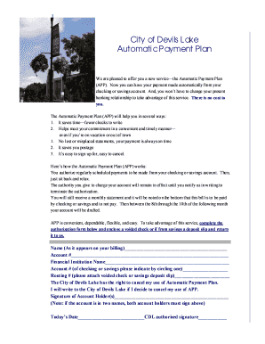 Automatic Payment Plan Authorization Form