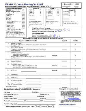 Grade 10 Course Planning Form